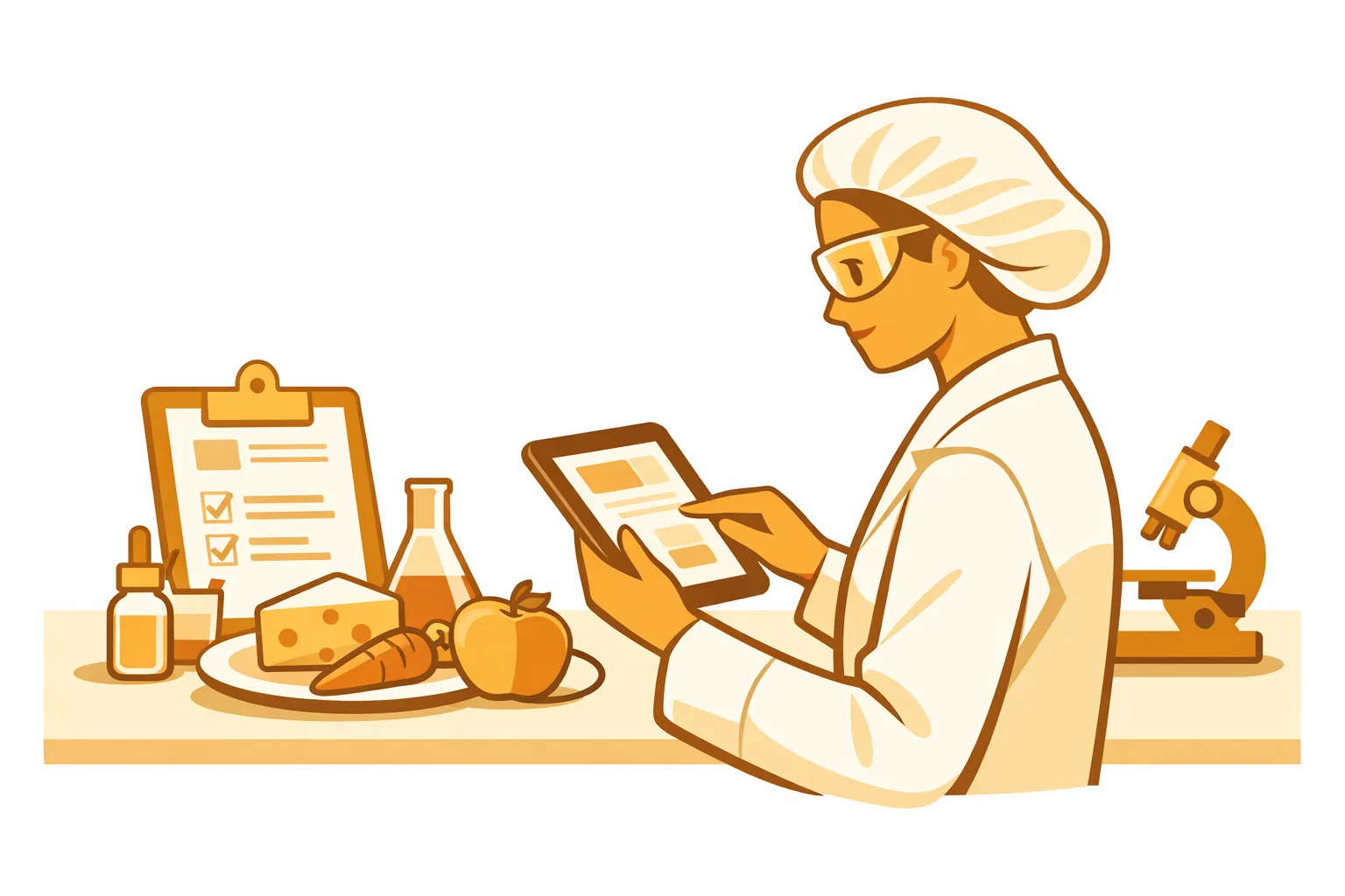 Científico revisando documentos de calidad alimentaria